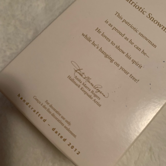 HALLMARK HOLIDAY ORNAMENT COLLECTION 2012 THE PATRIOTIC SNOWMAN NEVER USED - Picture 16 of 17